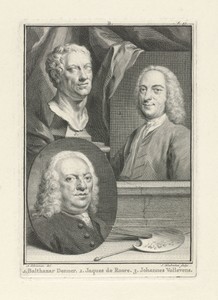 Portretten van Balthasar Denner, Jaques Ignatius de Roore en Johannes Vollevens