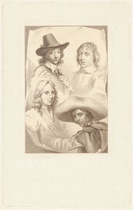 Portretten van Cornelis Visscher, Jan de Visscher, Richard Brakenburg en Quiringh Gerritsz. van Brekelenkam