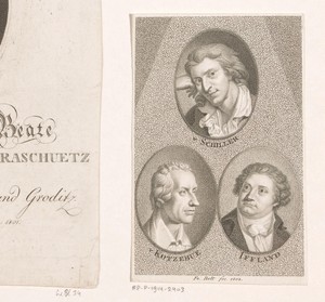 Portretten van Friedrich von Schiller, August von Kotzebue en August Iffland