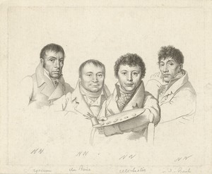 Portretten van H. Lageman, Ch. Dubois, G.J. Michaëlis en A. van den Bos