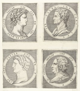 Portretten van keizers Nero en Galba en Otto en Vitelius