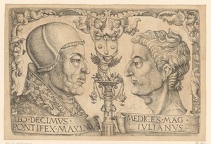 Portretten van Paus Leo X en Giuliano di Piero de' Medici