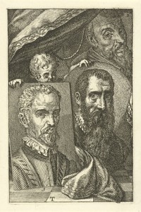 Portretten van Pieter Brueghel, Joachim Beuckelaer en Hubert Goltzius