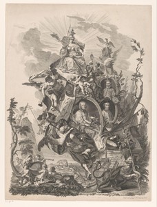 Portretten van Salzburgse kardinalen Sigismund II de Schrattenbach, Eberhard II de Truchsen en Burchard I de Ziegenhagen in allegorische voorstelling