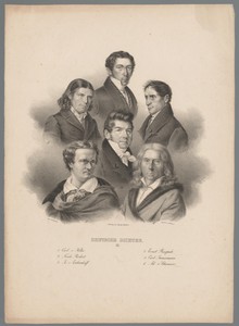 Portretten van zes Duitse dichters