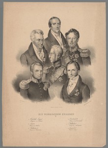 Portretten van zes Europese vorsten