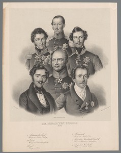 Portretten van zes Europese vorsten