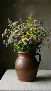 Pottery and Wildflowers