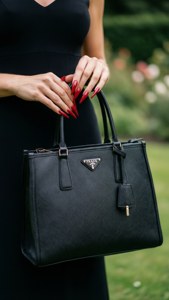 Prada Tote with Red Nails