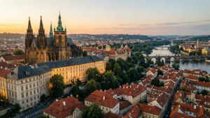 Prague Castle Sunrise Aerial