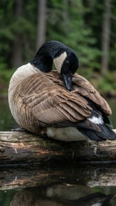 Preening on Log