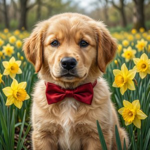 Preppy Pup in Daffodils