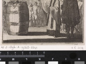 Priester Foulques aanschouwt de bekeerde woekeraar in een vat vol met slangen en wormen