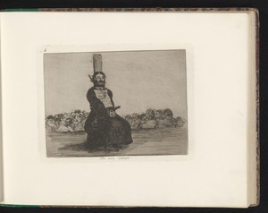 Priester met kruis in de handen gekneveld aan een paal