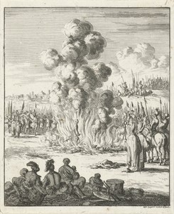 Priester onderzoekt de echtheid van het gevonden ijzer van de speer van Longinus