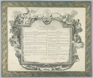 Program for the Court Performances at the Fontainbleau Theater (Repertoire de Fontainbleau)