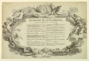 Program of Fontainbleau Theater, October 13–November 17, 1777 (Repertoire de Fontainbleau)
