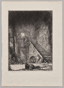 Prospettiva della Scala dela coserva d' acqua de' gia detti alloggiamenti, accennata in pianta nella Tav XIII con la lett. G.