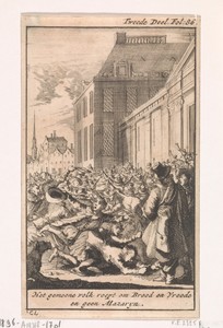 Protest van de bevolking tegen kardinaal Mazarin