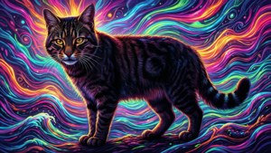 Psychedelic Wildcat Silhouette