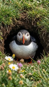Puffin in Burrow