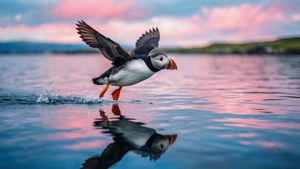 Puffin Over Water Dream