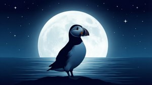 Puffin Silhouette Moon