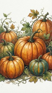 Pumpkin Patch Watercolor