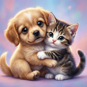 Puppy and Kitten Cuddle