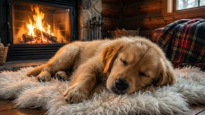 Puppy by the Fire