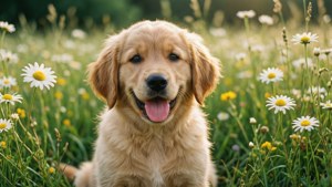 Puppy in Daisies