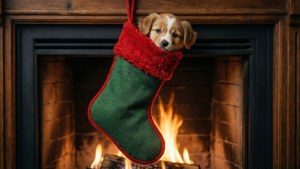 Puppy in Stocking