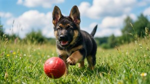 Puppy Playtime in Meadow
