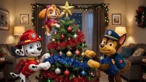 Pups Trim the Tree