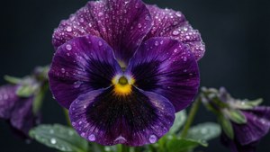 Purple Dewy Pansy Macro