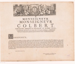 Putti actief in verschillende kunsten en putti met lauwerkransen om een wapenschild