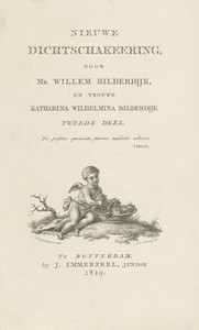 Putto bij een mand met bloemen