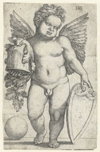 Putto met een leeg schild
