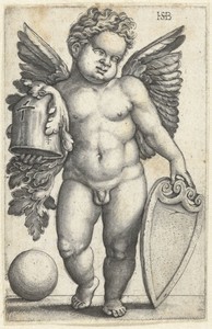 Putto met een leeg schild