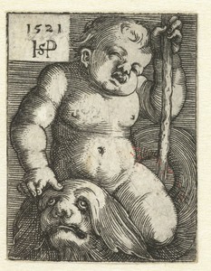 Putto op een dolfijn