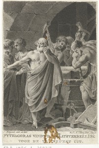 Pythagoras ontdekt de maatverhouding in de toonkunst
