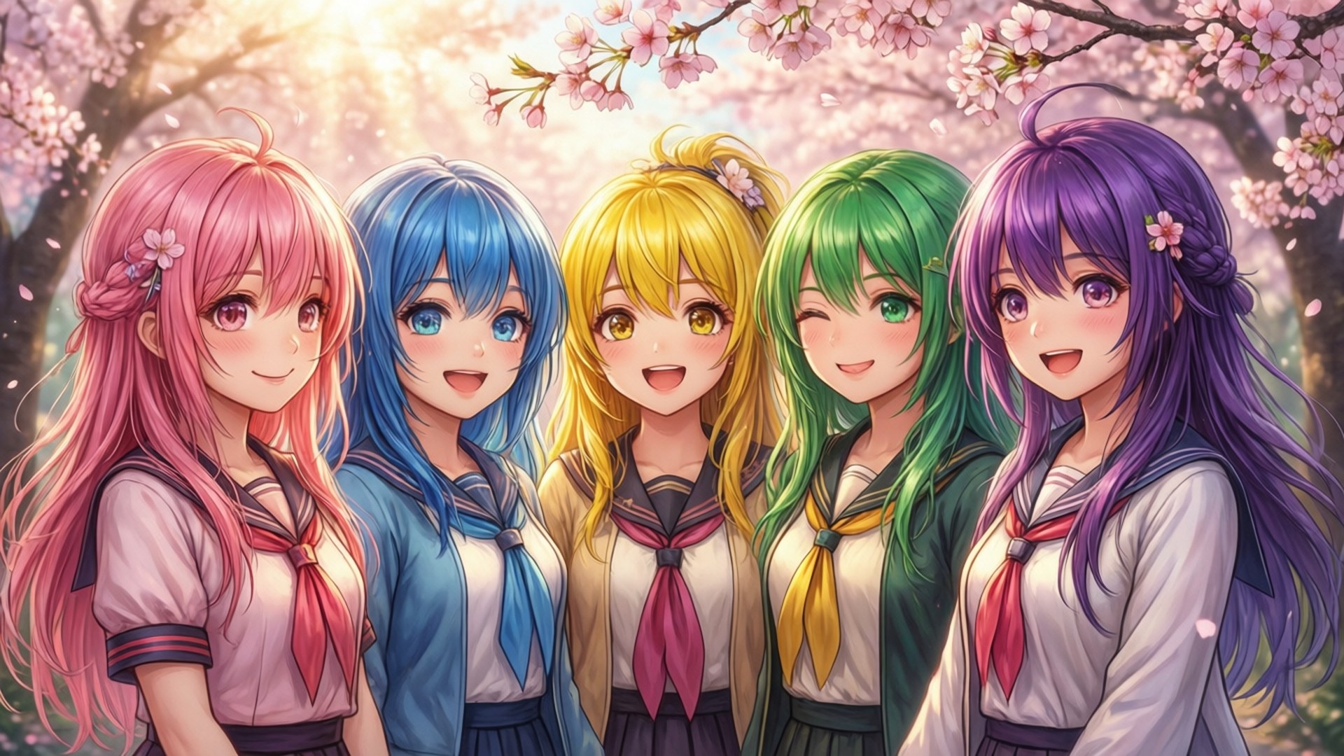 Quintuplets in Blossom by Wallpapers.art Studio