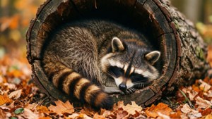Raccoon Log Nap