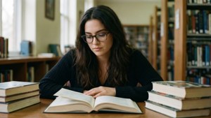 Rachel Studying in Library