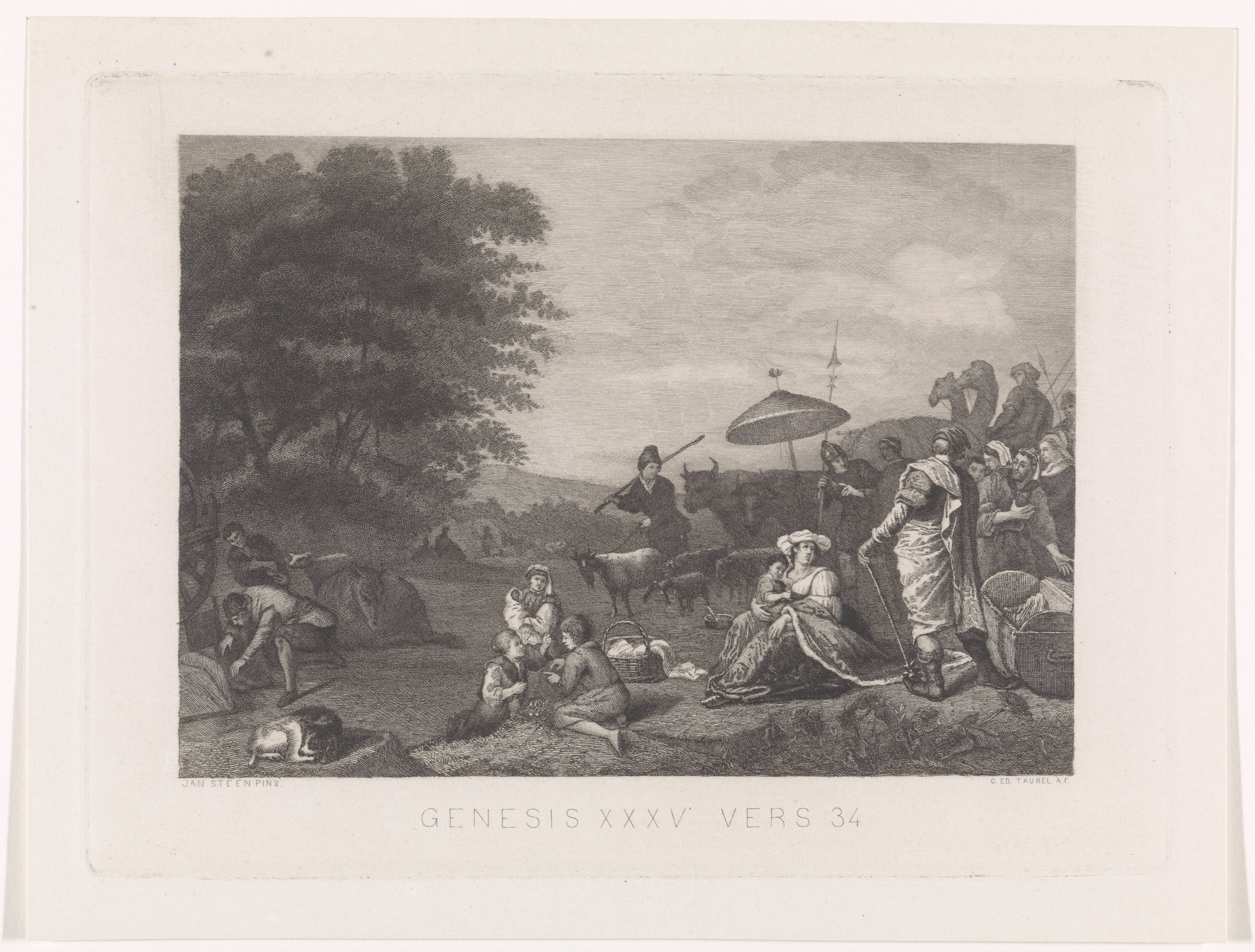 Rachel zit op verstopte afgodsbeelden by Edouard Taurel