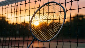 Racket by Net at Sunset