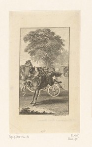Ragotin houdt zich vast aan het bokkende paard