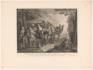 Ragotin te paard tussen enkele boeren