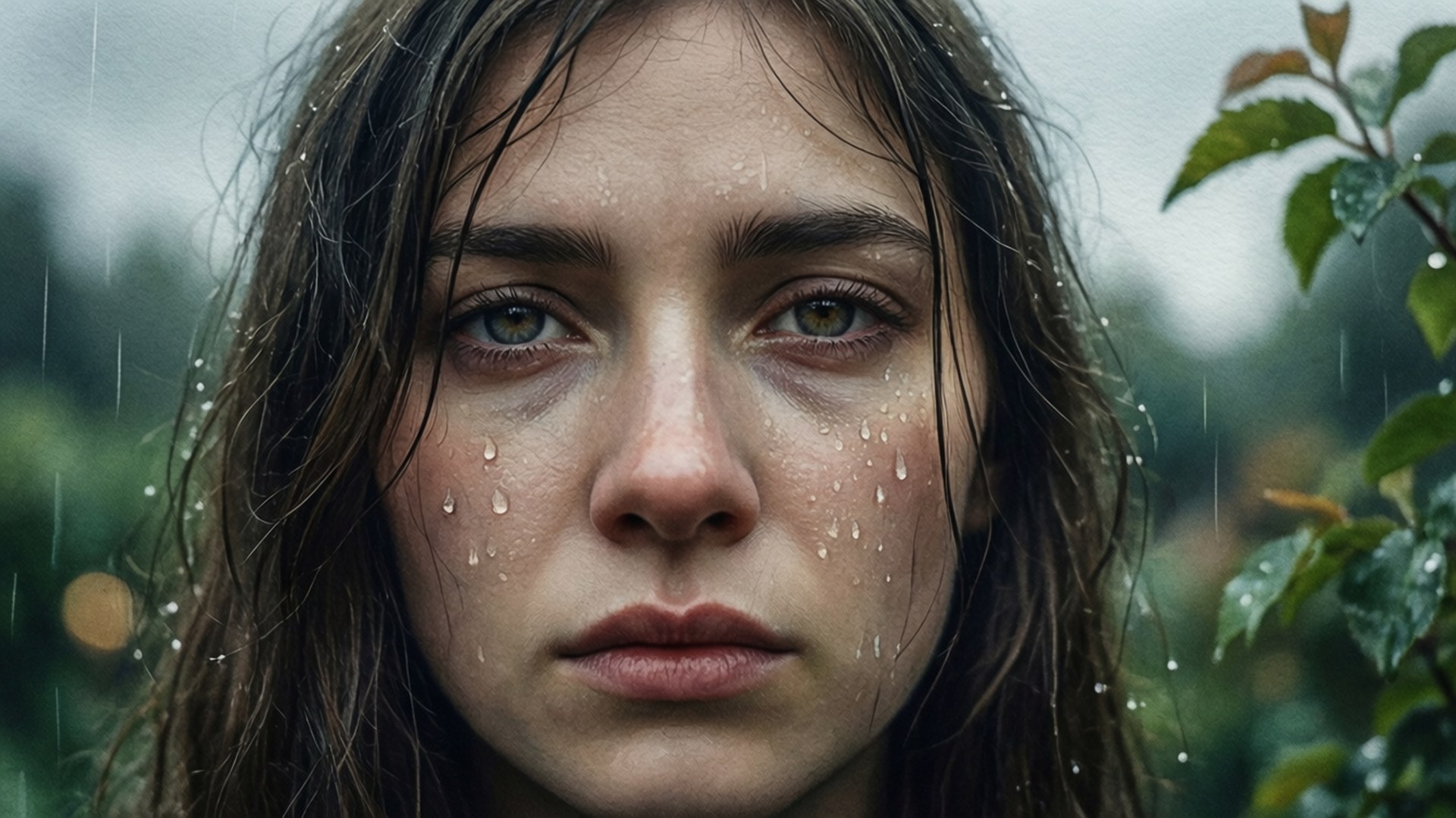 Rain on Her Cheek by Wallpapers.art Studio