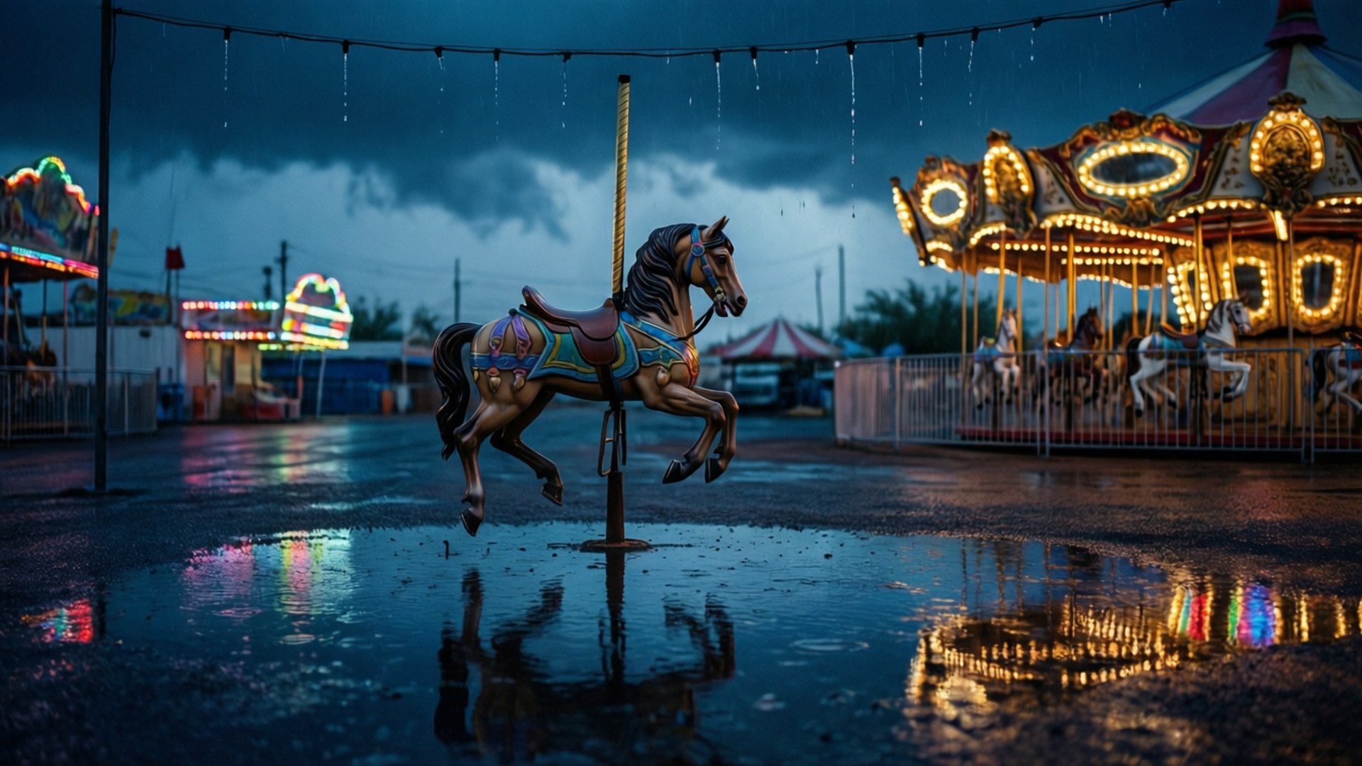 Rain on the Carousel by Wallpapers.art Studio
